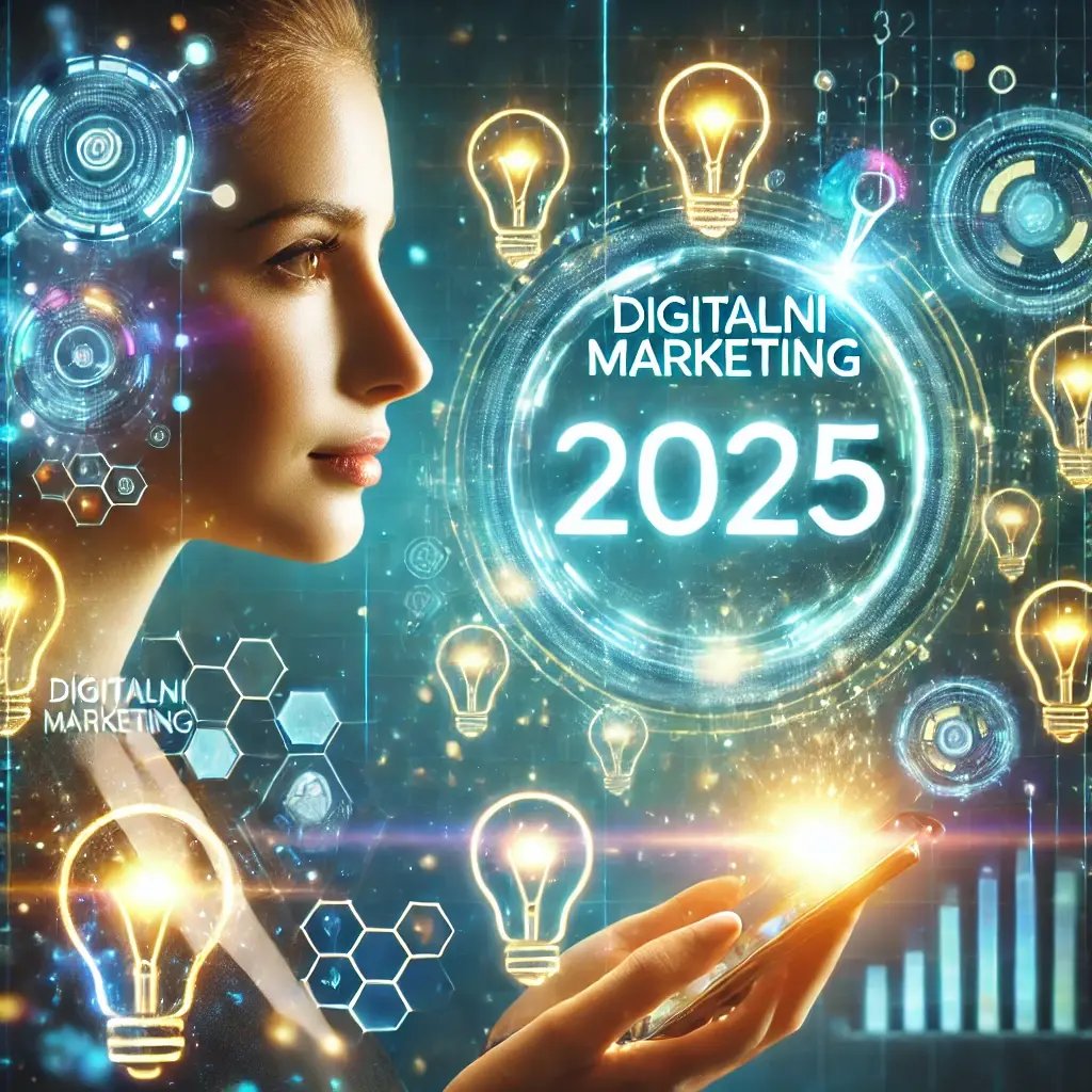 DALL·E 2025-01-14 12.12.48 - A futuristic digital marketing-themed image showing a woman’s face with an expression of curiosity and excitement as she reads a glowing holographic b